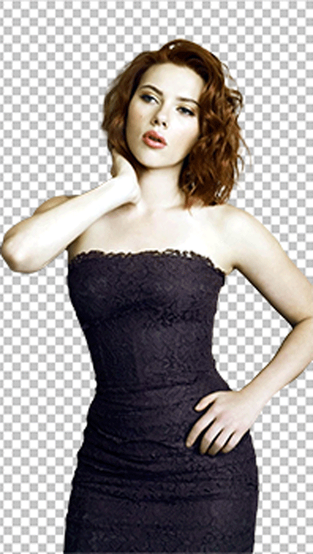 Scarlett Johansson standing wearing a black dress png image