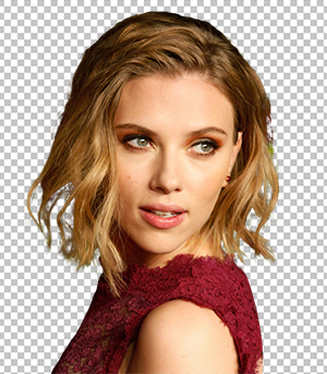 Scarlett Johansson is looking back and wearing a red dress png image