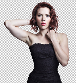 Scarlett Johansson posing wearing a black dress png image