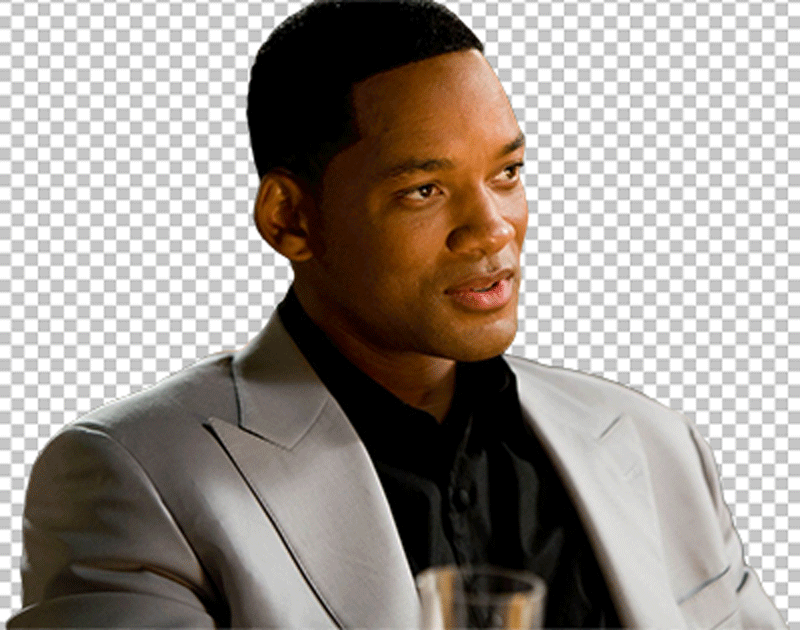 Will Smith sitting wearing a grey coat png image
