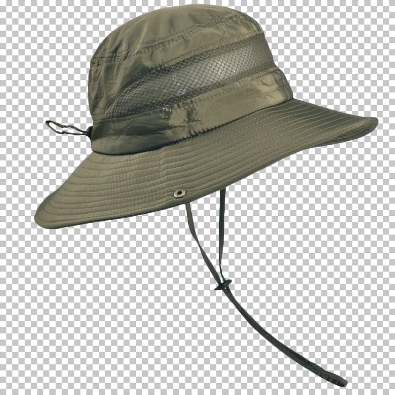 Olive green colour fishing hat with strings png image
