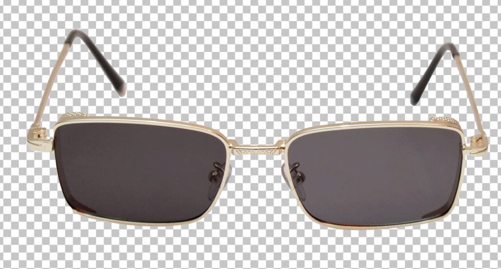 Gold frame rectangular shape Glasses PNG image