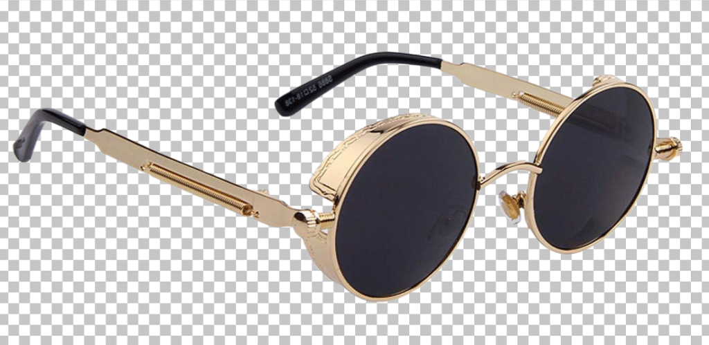 Round shaped sunglasses with metal frames png image