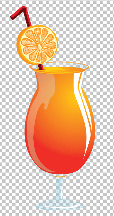 Juice glass with straw and lemon png image