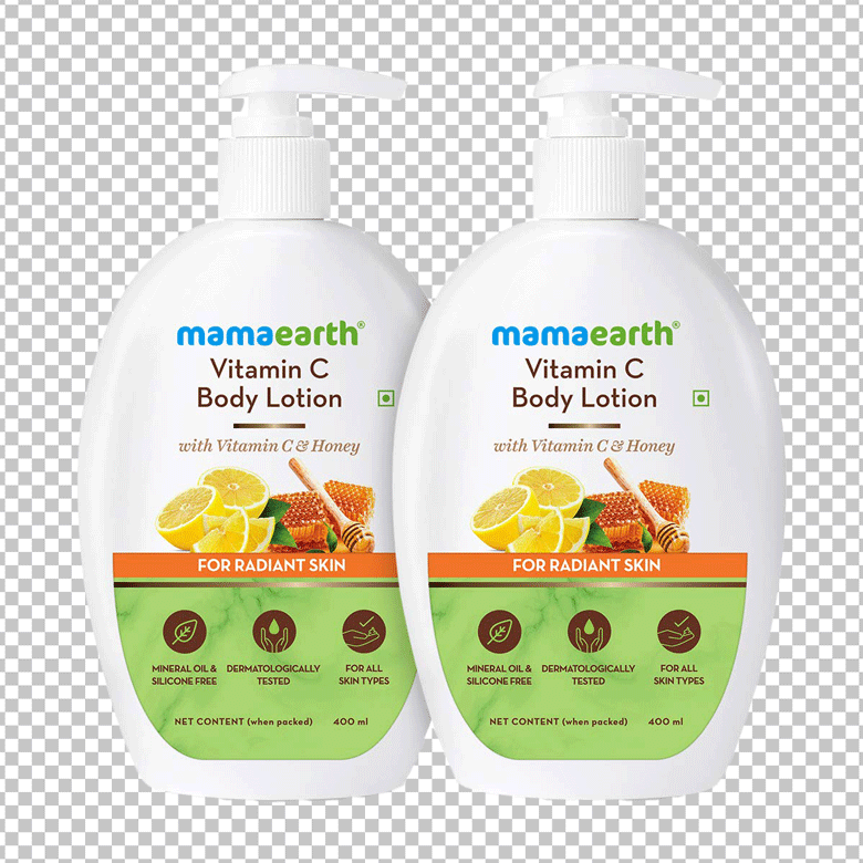 two Mamaearth vitamin C with honey body lotion png image