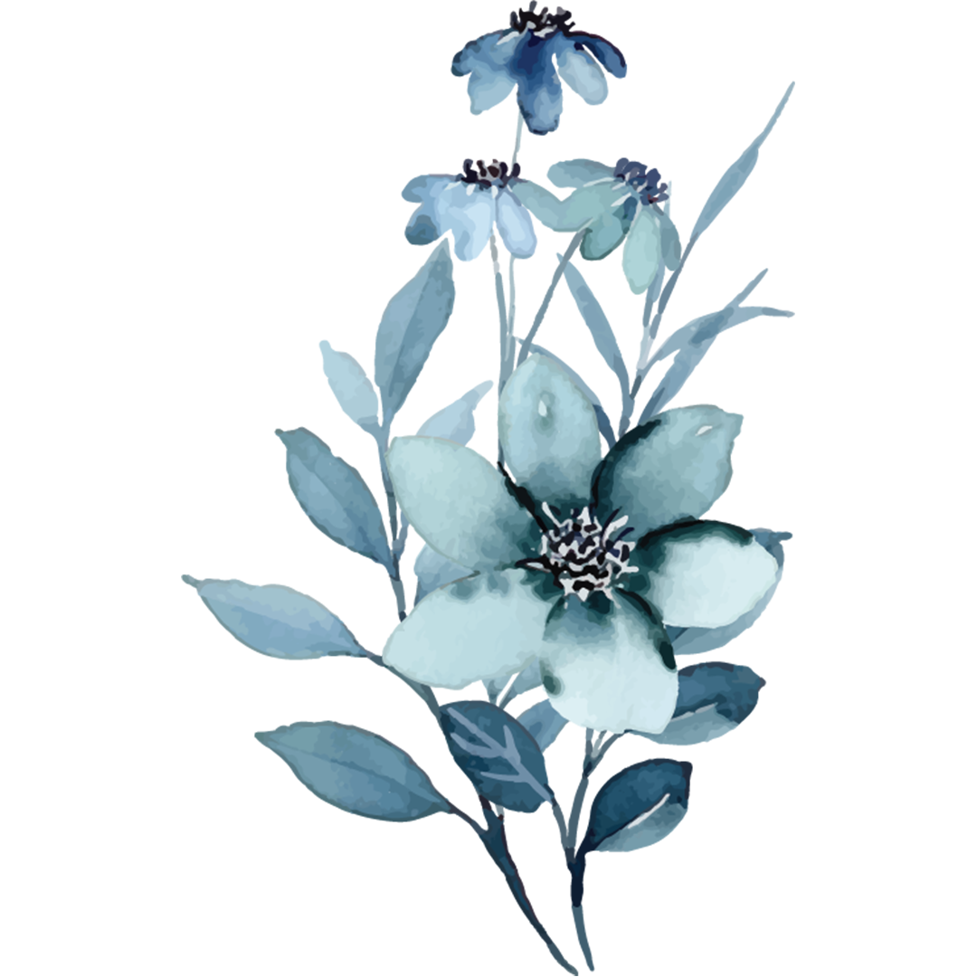 Blue flower watercolor PNG image | OngPng