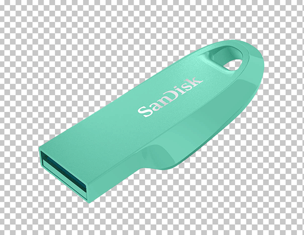 Green SanDisk USB png image