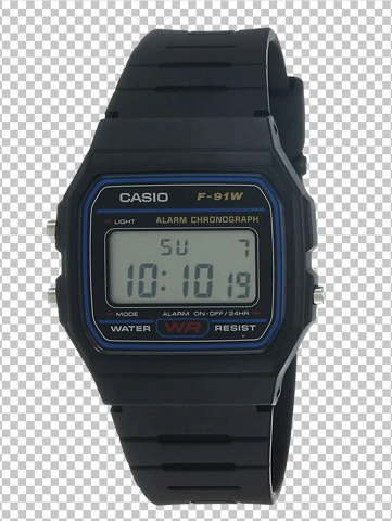 Black Casio F-91W Watch PNG Image