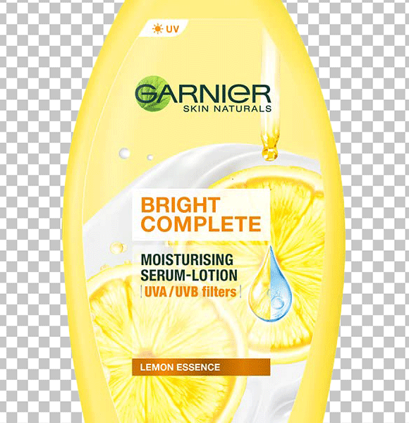 Yellow colour Garnier body lotion png image