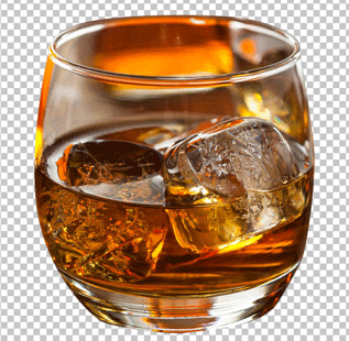 Whiskey glass with ice png image