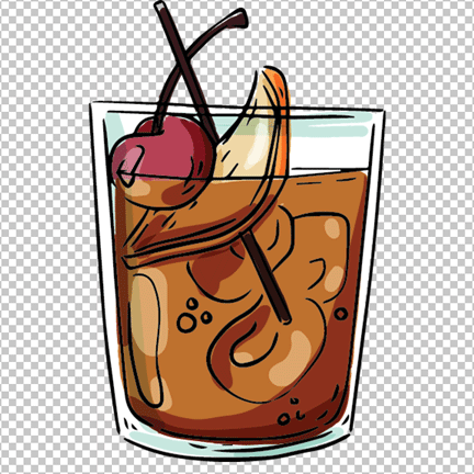 whiskey with a cherry in vector png image
