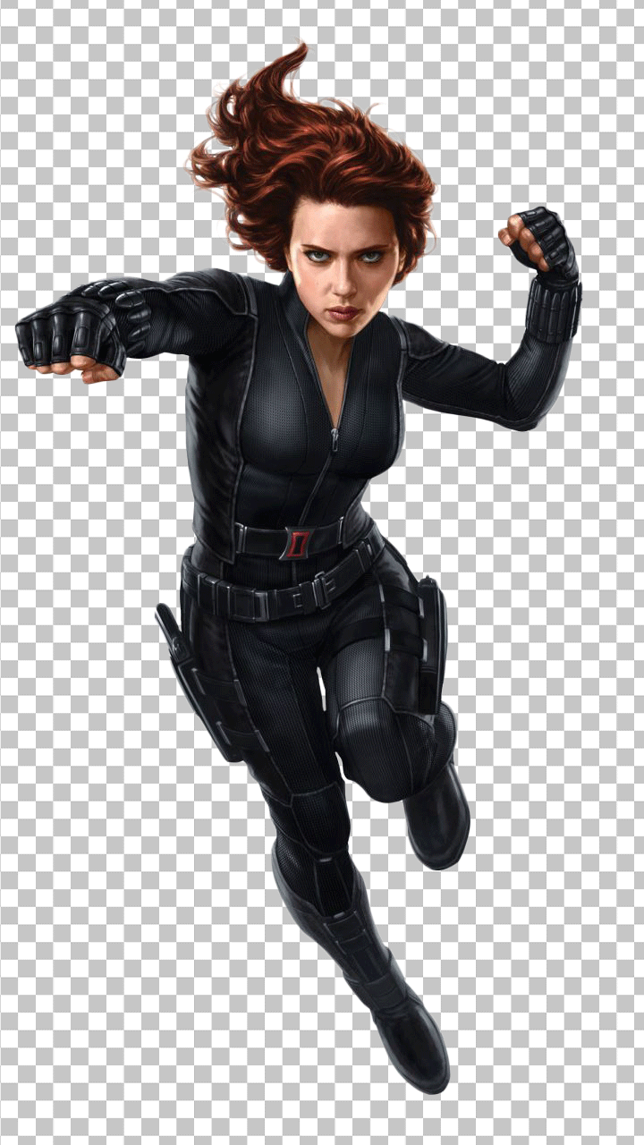 Black widow fighting, wearing black dress png image