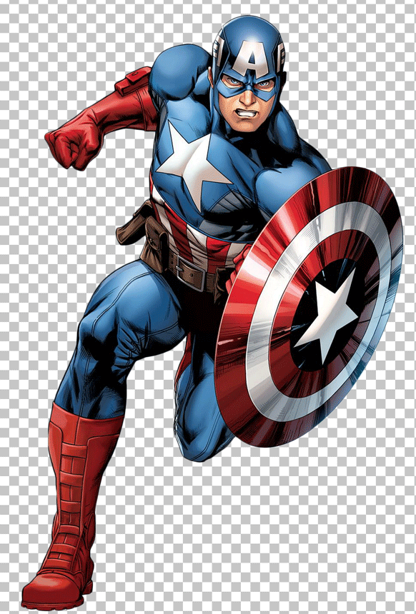 Captain America holding a shield and running png image