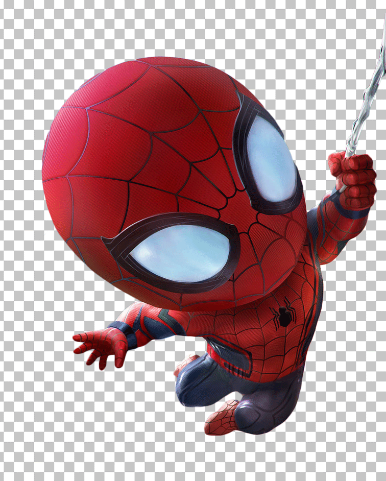 Kid Spiderman swinging PNG image