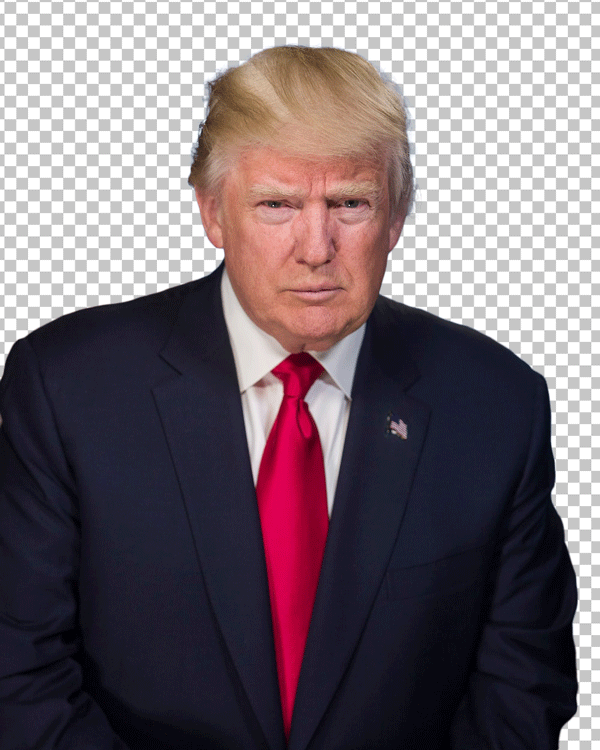 Donald Trump staring wearing a red tie and a black suit png image