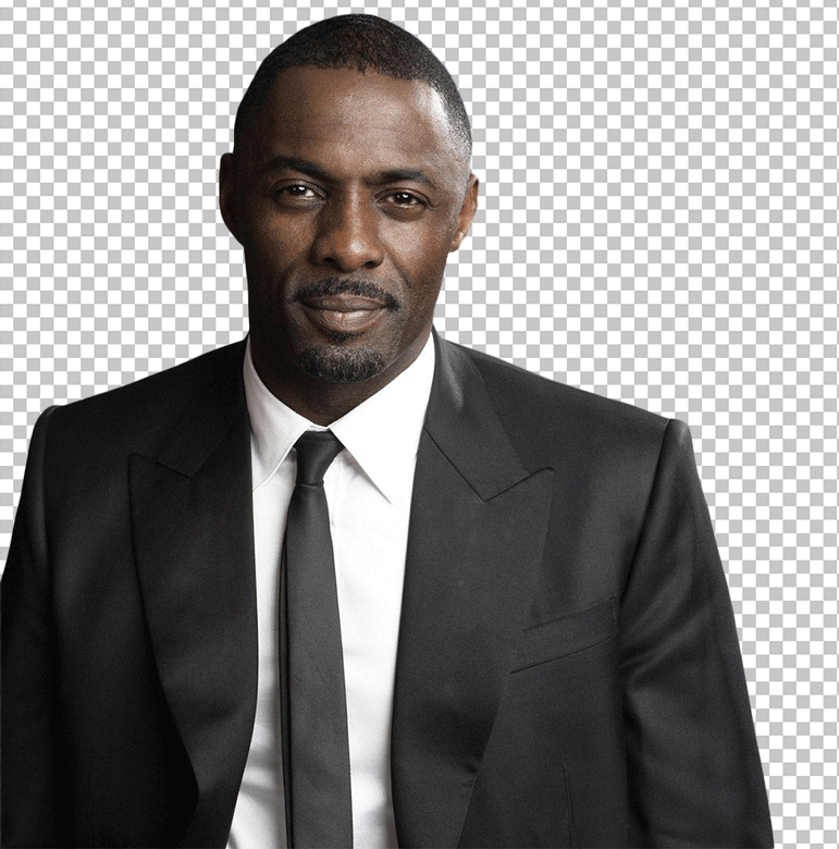 Idris Elba wearing a black suit png image