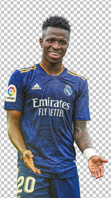 Vinicius Junior in away jersey and doing celebration png Image