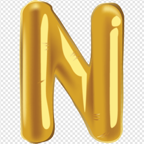 Gold Balloon Alphabet N png image