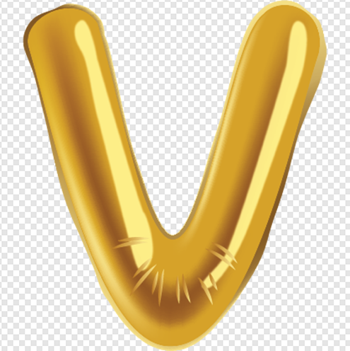 Gold Balloon Alphabet V png image