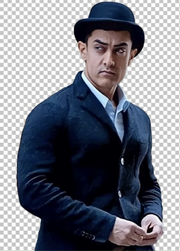 Amir Khan in black hat and suit png image
