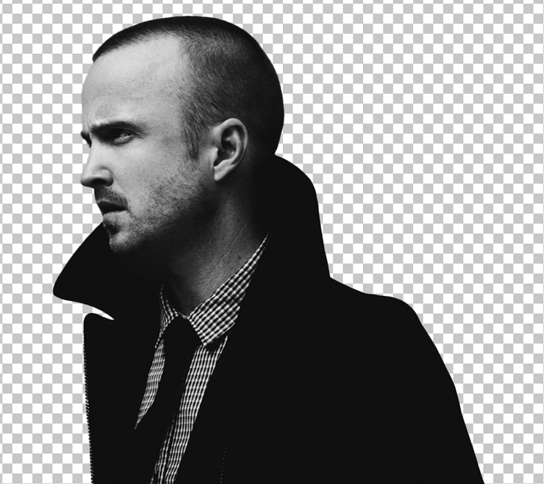 Aaron Paul in Black jacket and White Shirt with Tie png image