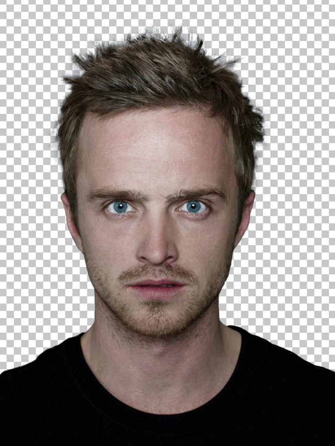Aaron Paul Blue eyes and wearing black T-shirt png image
