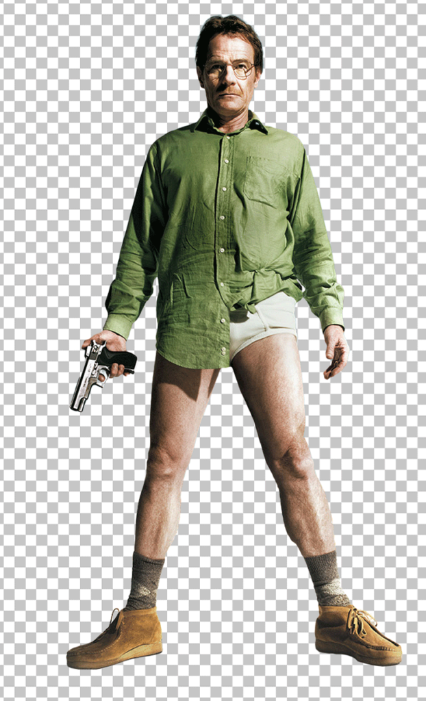 Bryan Cranston with Green Shirt and Shorts, Holding a Gun png image