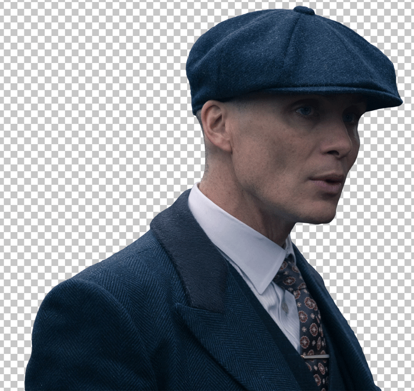 Cillian Murphy PNG Image - A sophisticated gentleman dressed in a blue suit and hat, exuding elegance. The transparent background highlights his professional appearance and makes him the focal point.