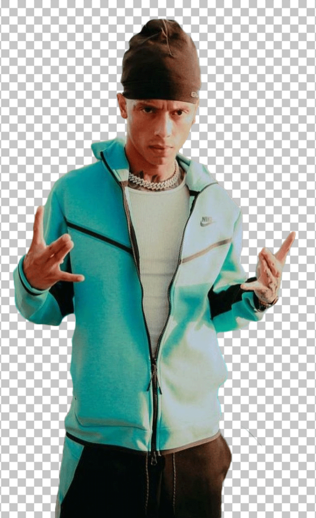 Central cee Standing and wearing blue jacket png image