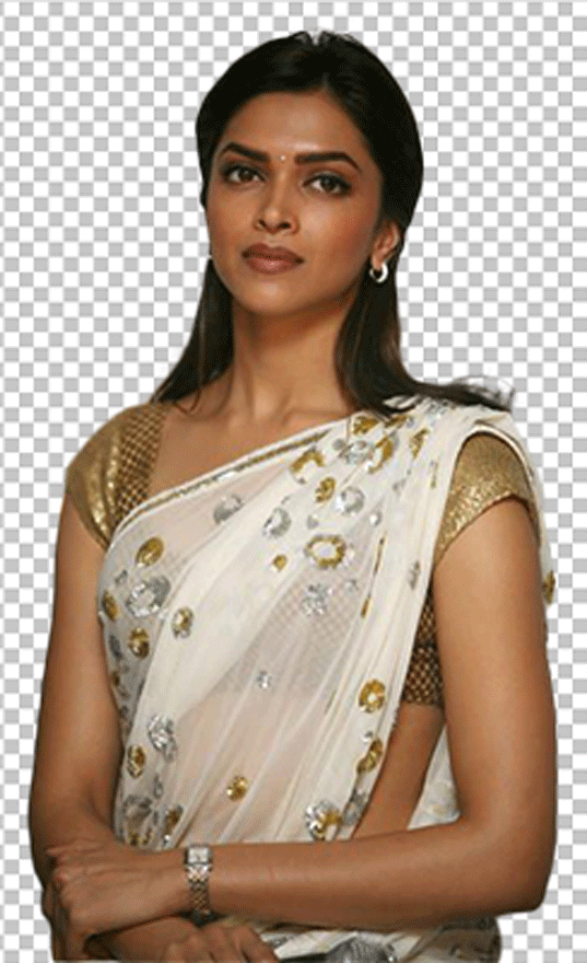 Deepika Padukone wearing sari and smiling png image