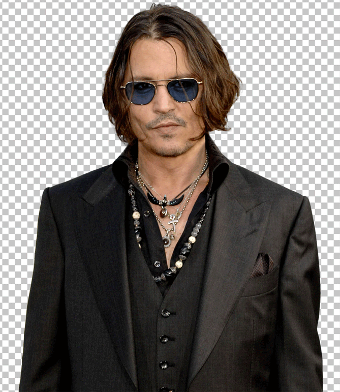 Johnny Depp wearing sunglasses and black suit png image