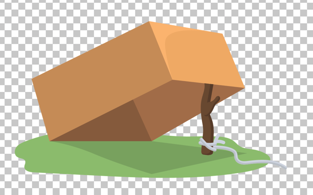 Cartoon Box trap with Rope Hanging from Handle png image