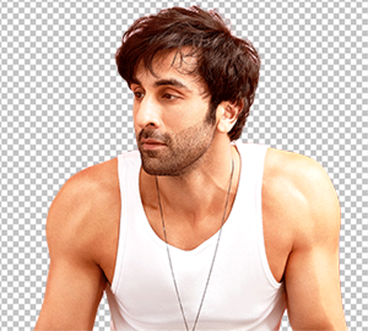 Ranbir Kapoor wearing vest and looking to the left PNG image