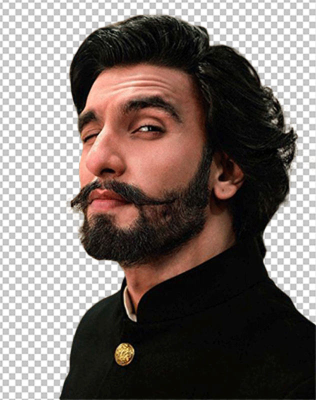 Ranveer Singh wink with a beard and a black shirt PNG image