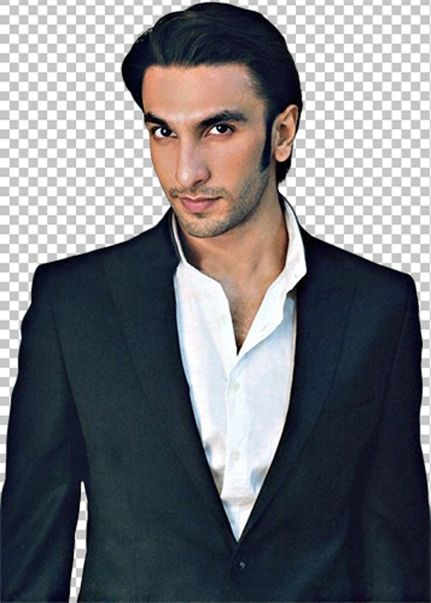 Ranveer Singh in a suit with a white shirt
