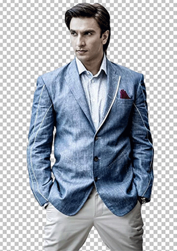 Ranveer Singh Standing in blue suit Png image