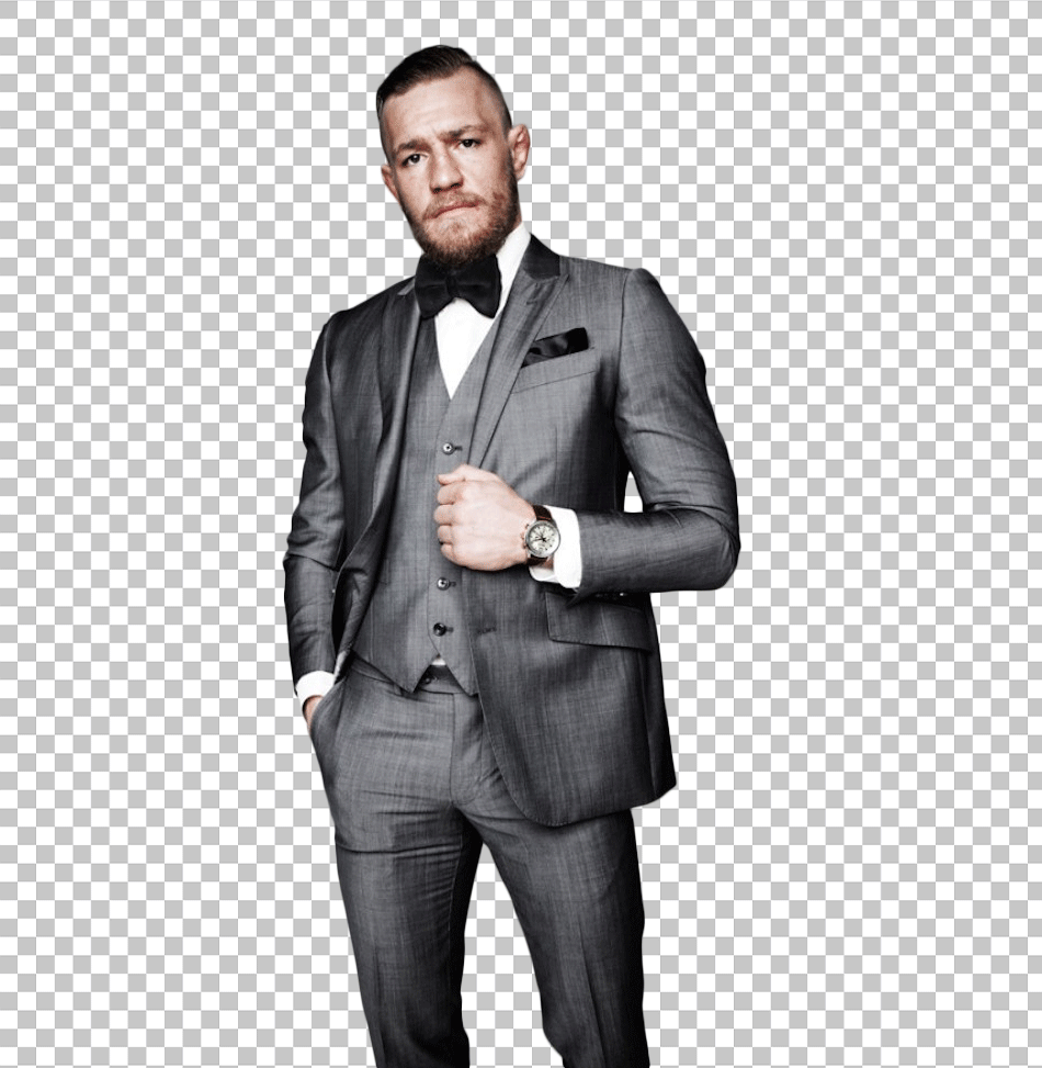 Conor McGregor wearing a grey suit PNG Image