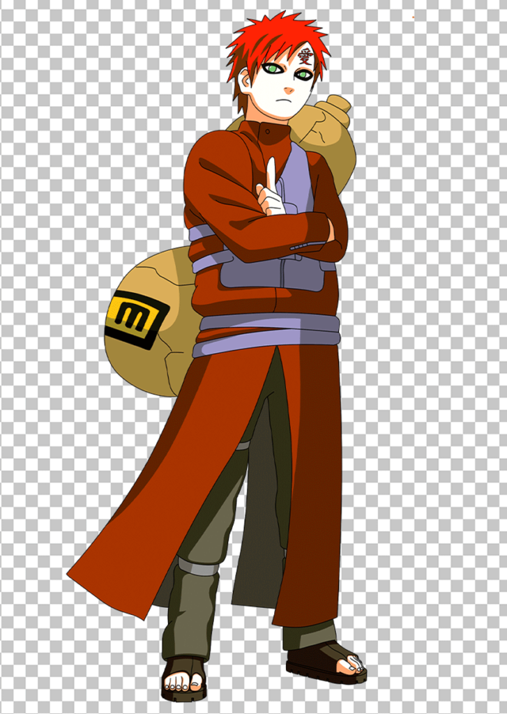 Gaara standing with his arms crossed and carrying bag PNG Image