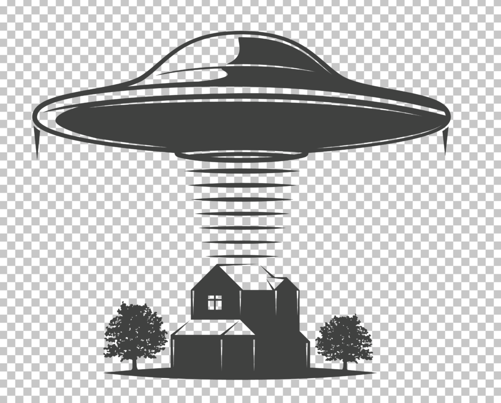 UFO over a House PNG Image