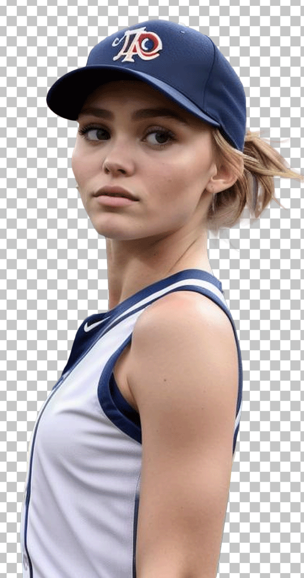Lily-Rose Depp wearing baseball uniform, with a Cap PNG Image