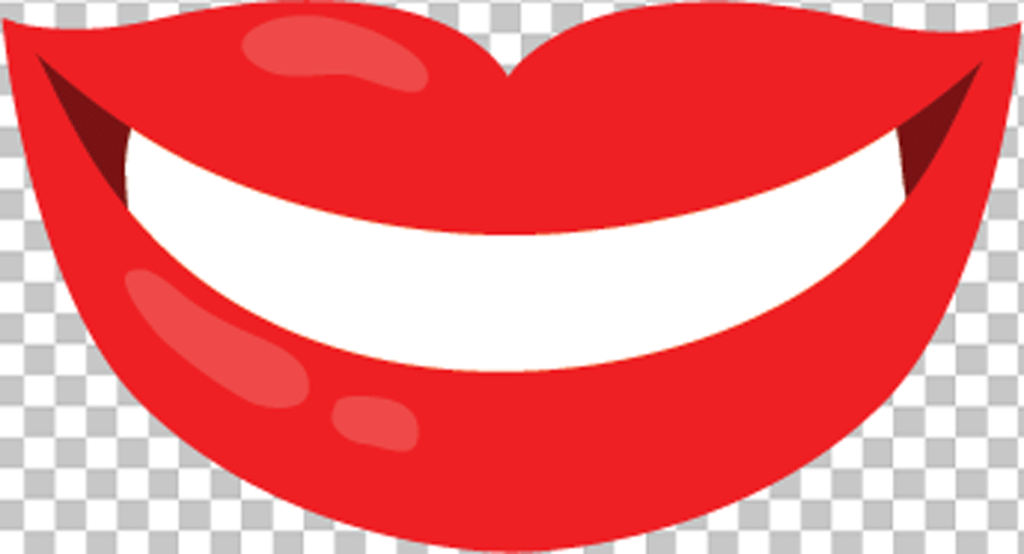 Cartoon red Lips with a smile on it PNG image