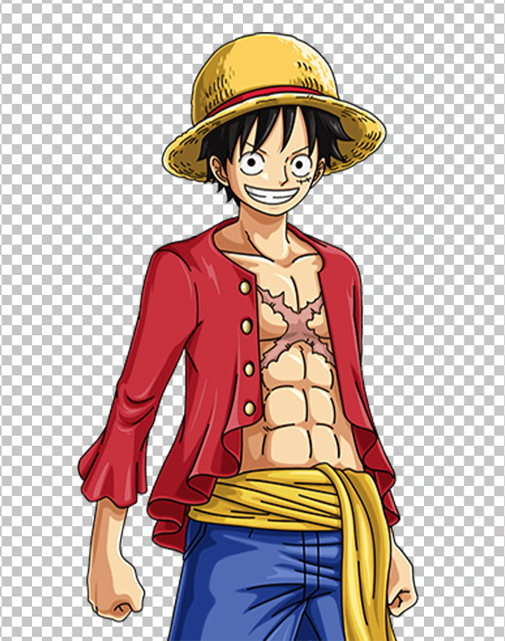 Monkey D. Luffy sanding and smiling PNG Image