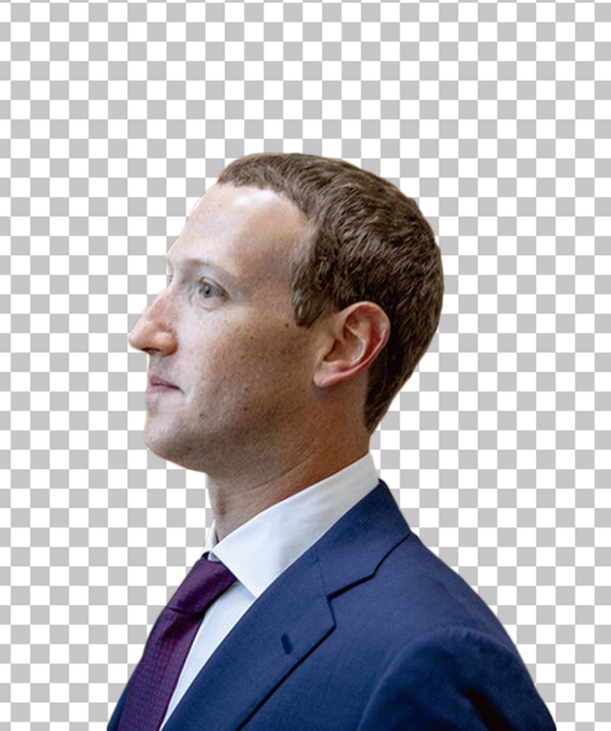 Mark Zuckerberg looking left and wearing blue suit PNG image