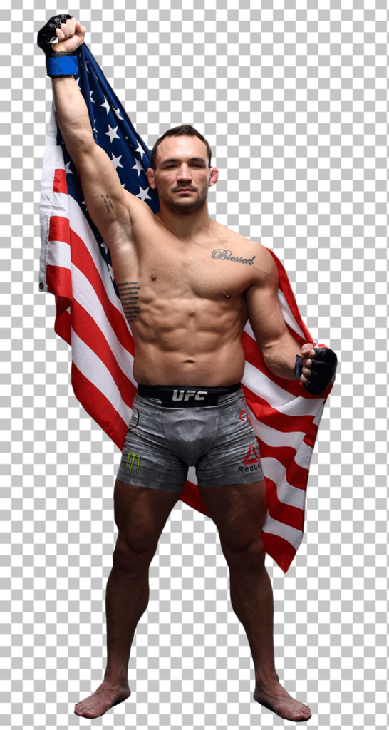 Michael Chandler holding an American flag PNG Image