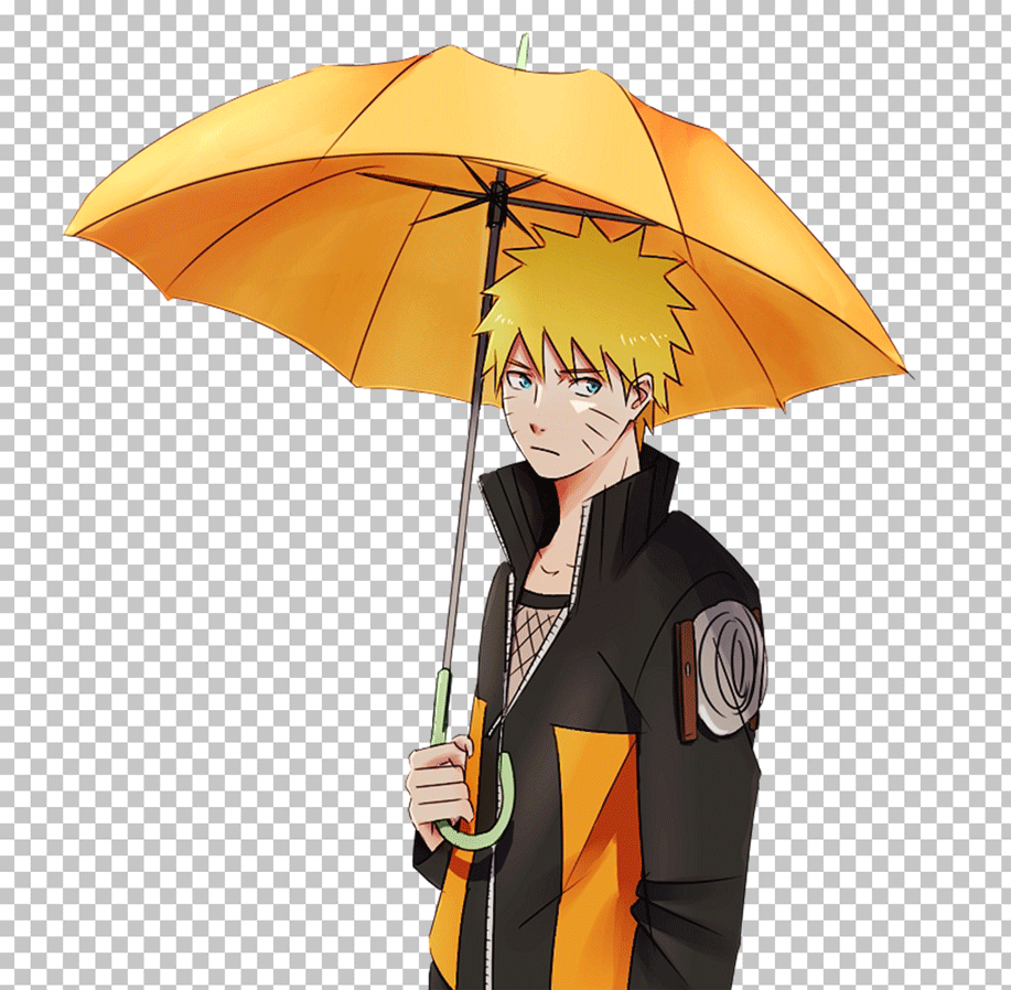 Naruto Holding yellow Umbrella PNG image