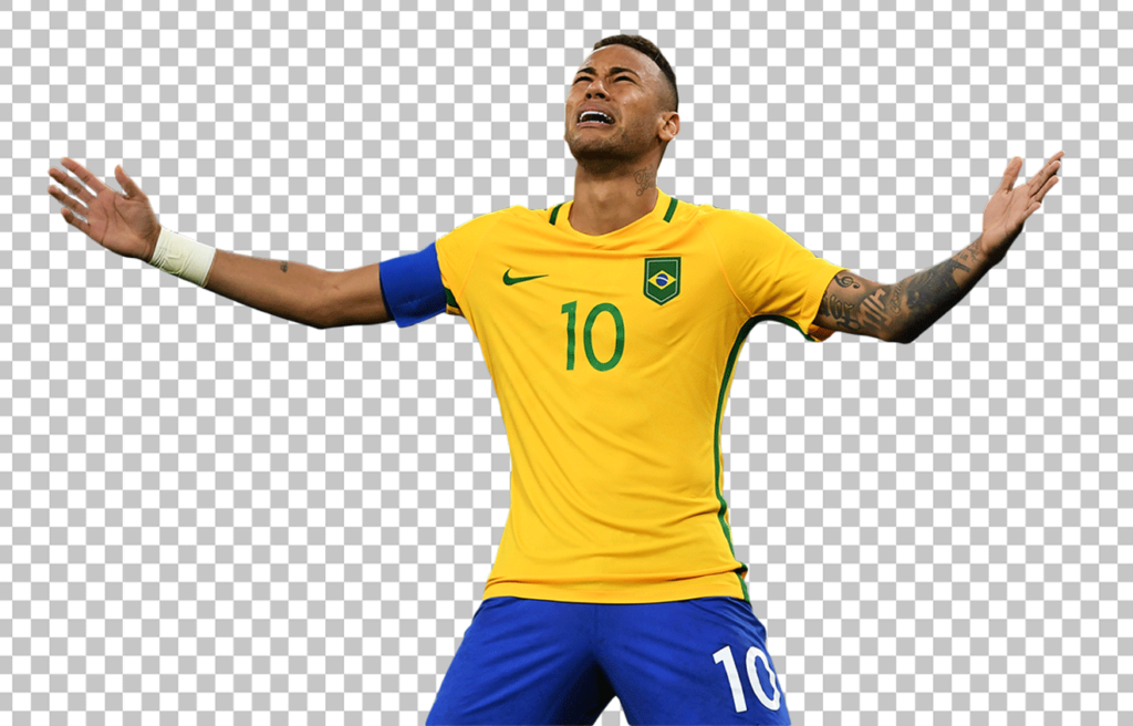 Neymar Jr sitting down and looking up and Crying PNG image