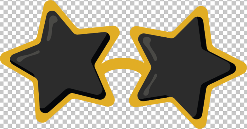 Yellow and black Star sunglasses PNG image