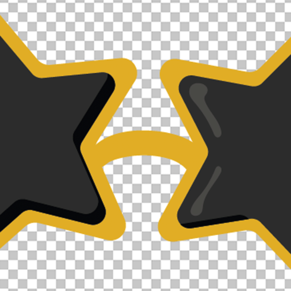 Yellow and black Star sunglasses PNG image