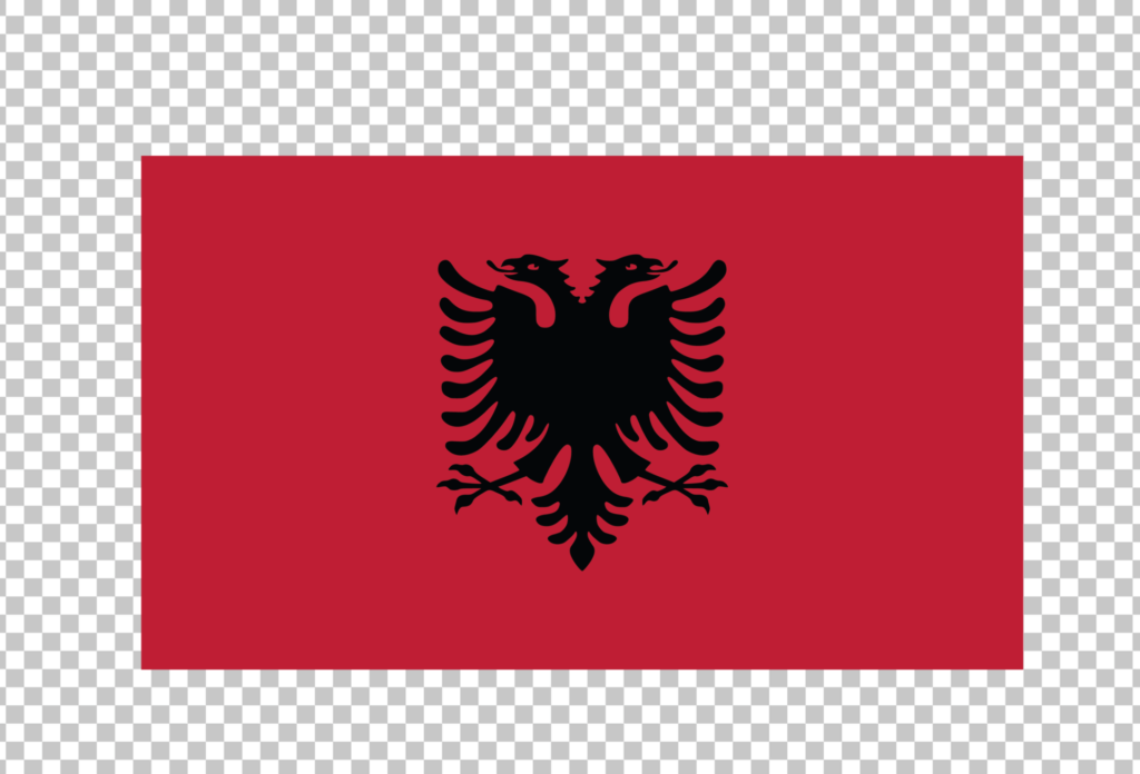 Flag of Albania, red flag with black double-headed eagle, national flag of Albania, symbol of Albania