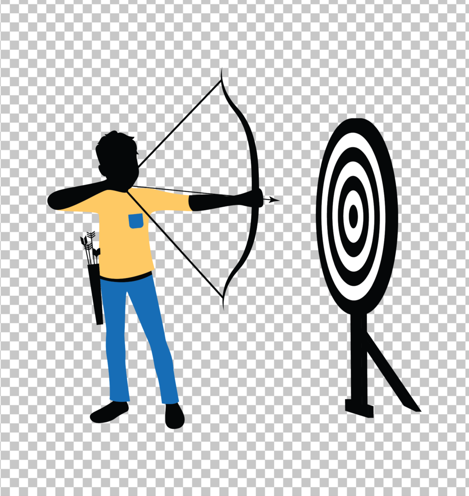 Man with Bow and Arrow Aiming at Target PNG Image